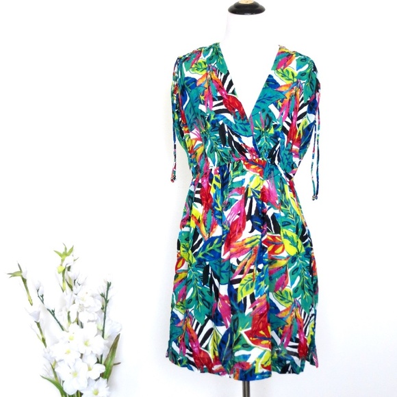 Lauren Ralph Lauren Rainforest Tropical Farrah Swimsuit Cover Up Dress SZ M - Picture 5 of 11